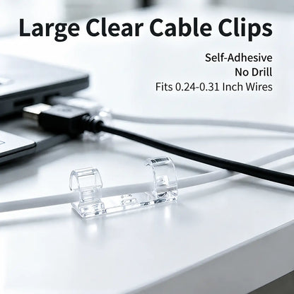 20Pcs Self-Adhesive Cable Clips, Space-Saving Wire Cord Organizer