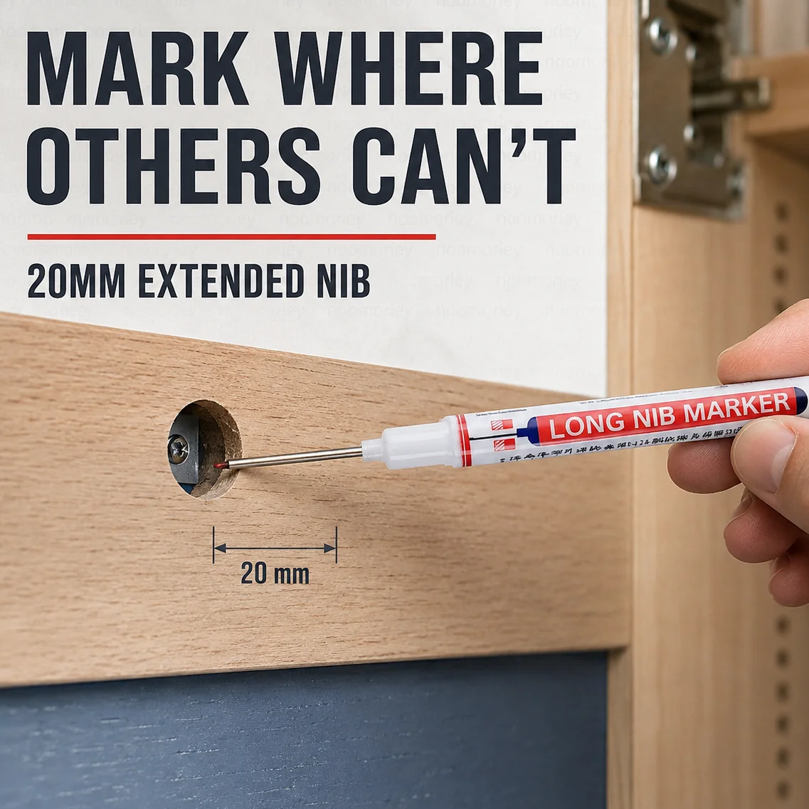 Deep Hole Marker Pen – Long 20mm Tip Waterproof Quick-Dry Marker for Wood, Metal & Hard-to-Reach Areas