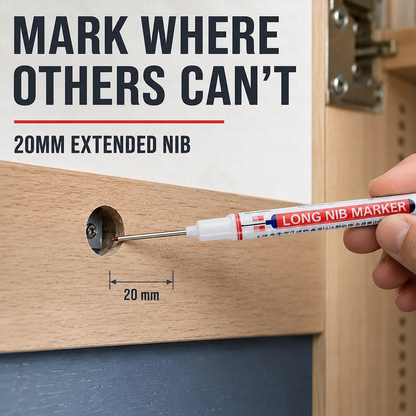 Deep Hole Marker Pen – Long 20mm Tip Waterproof Quick-Dry Marker for Wood, Metal & Hard-to-Reach Areas