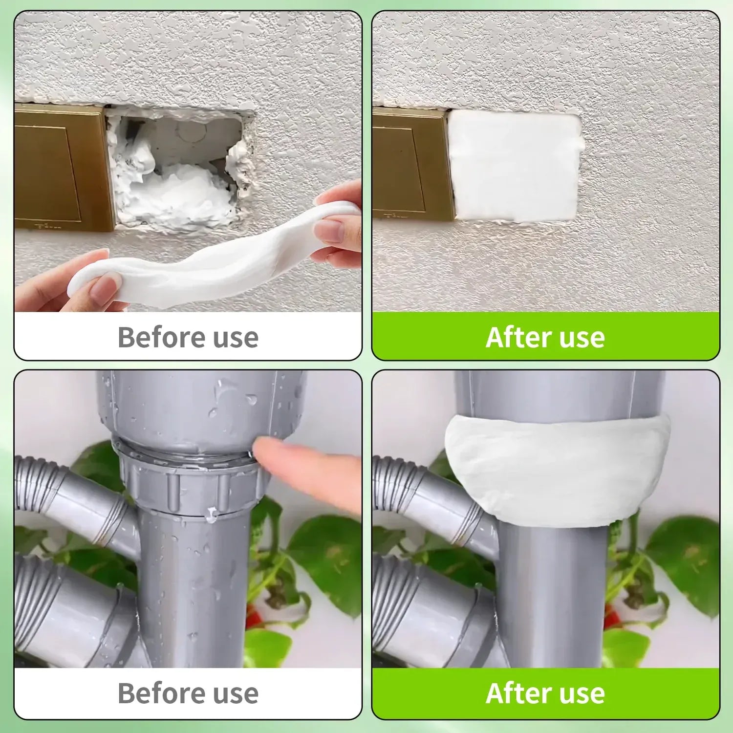 Sealing clay filling gaps around household pipes