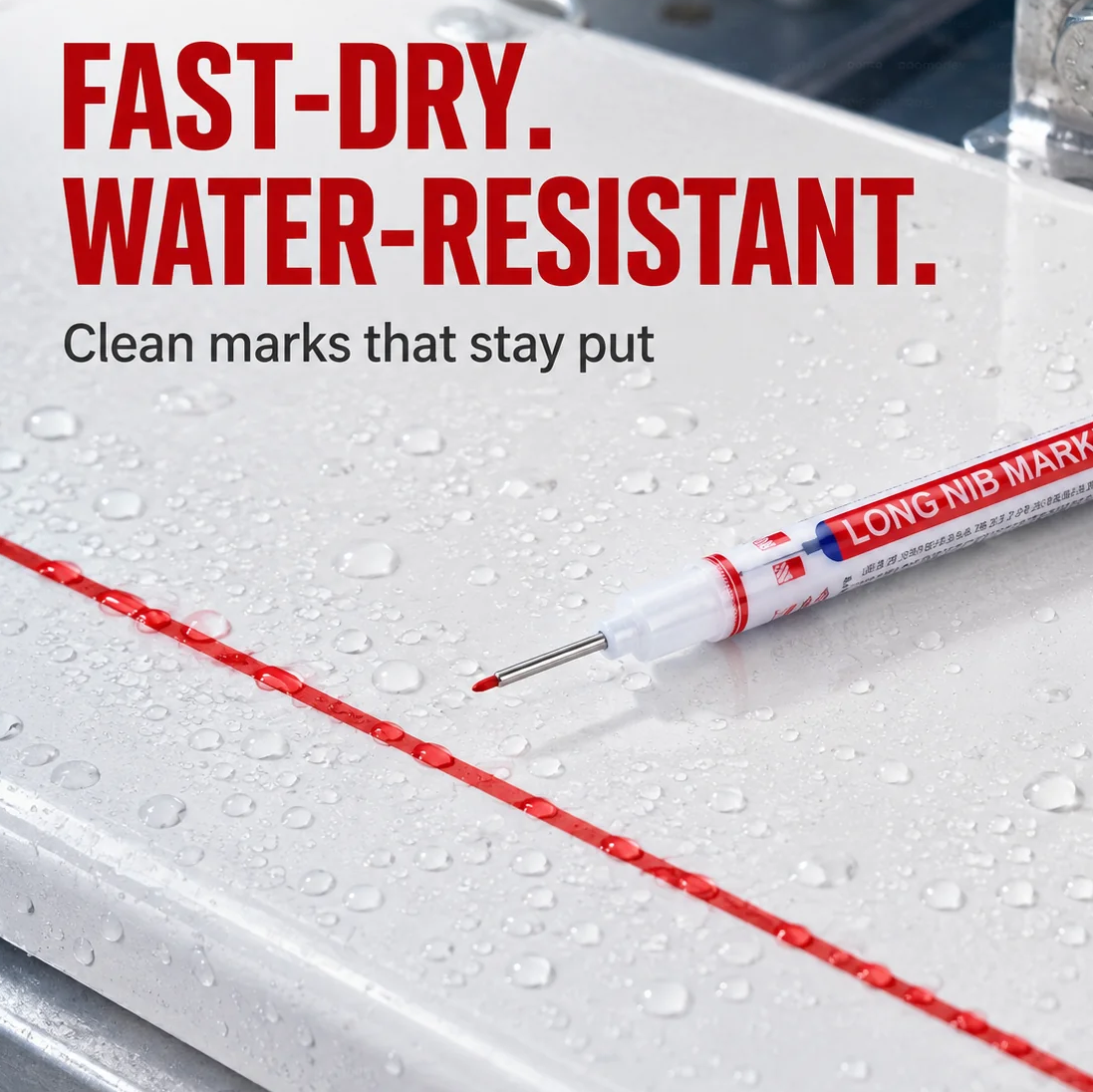 Deep Hole Marker Pen – Long 20mm Tip Waterproof Quick-Dry Marker for Wood, Metal & Hard-to-Reach Areas