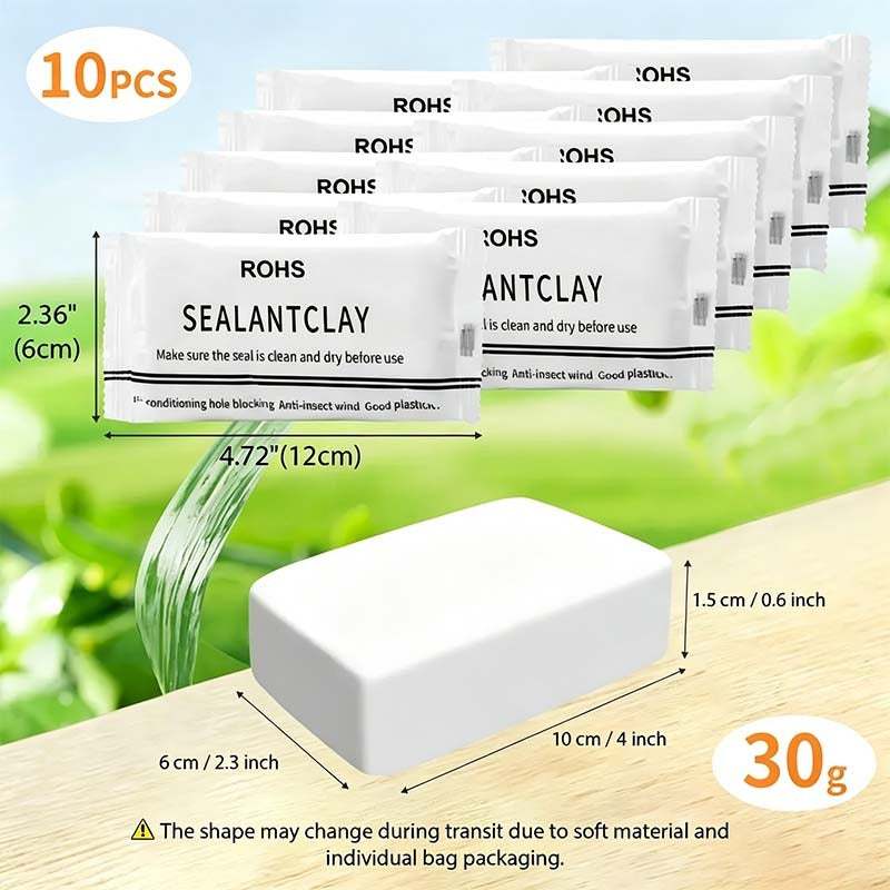 High-density flexible sealing clay filling a deep wall gap