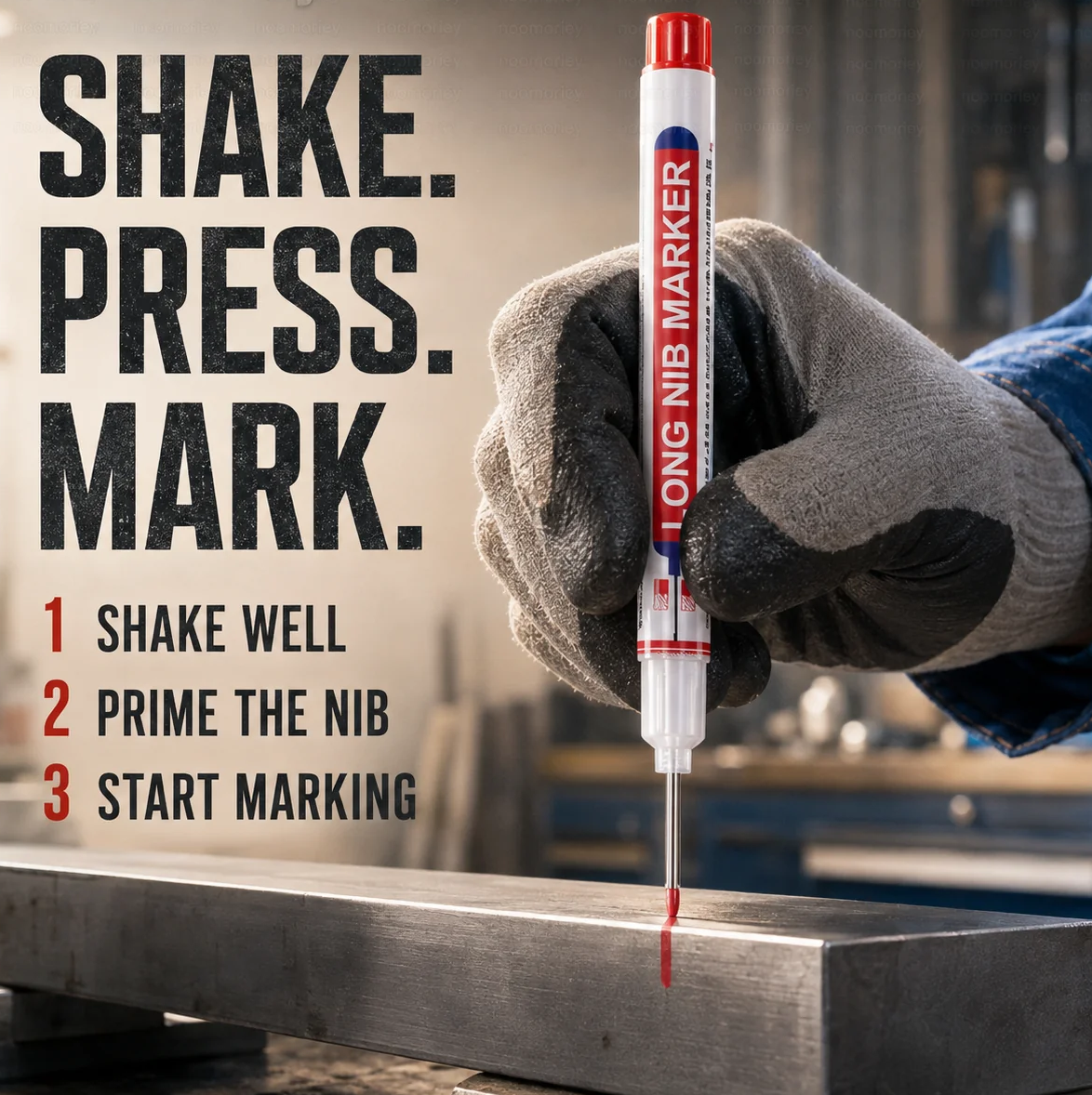 Deep Hole Marker Pen – Long 20mm Tip Waterproof Quick-Dry Marker for Wood, Metal & Hard-to-Reach Areas