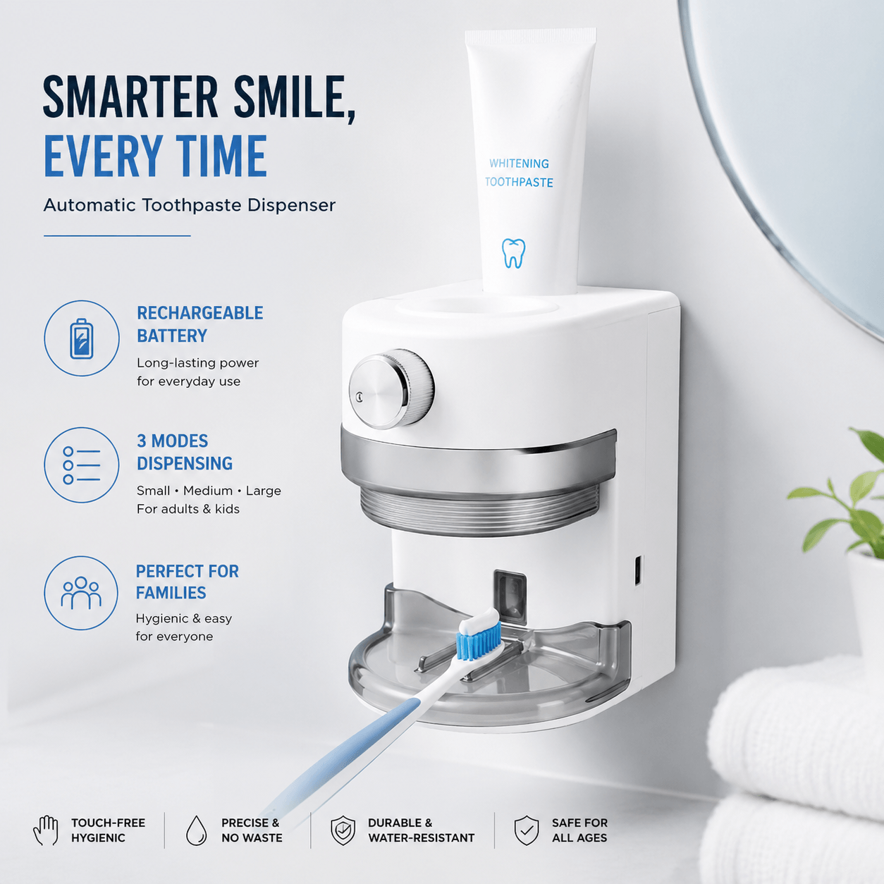 Automatic Toothpaste Dispenser - Touchless, Wall-Mounted