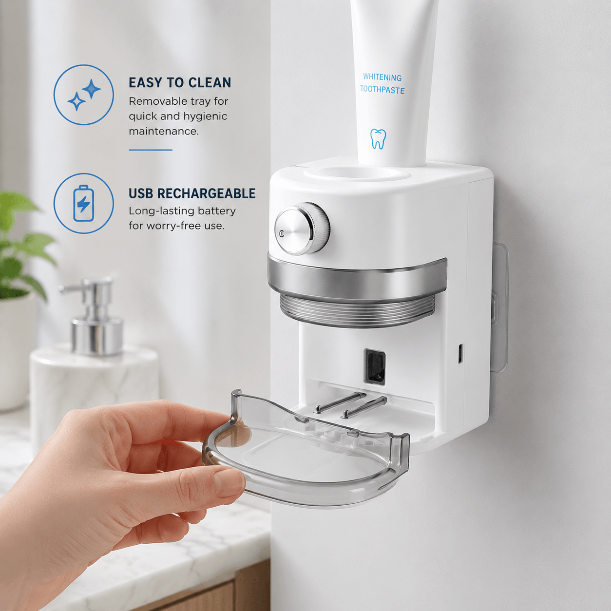 Automatic Toothpaste Dispenser - Touchless, Wall-Mounted