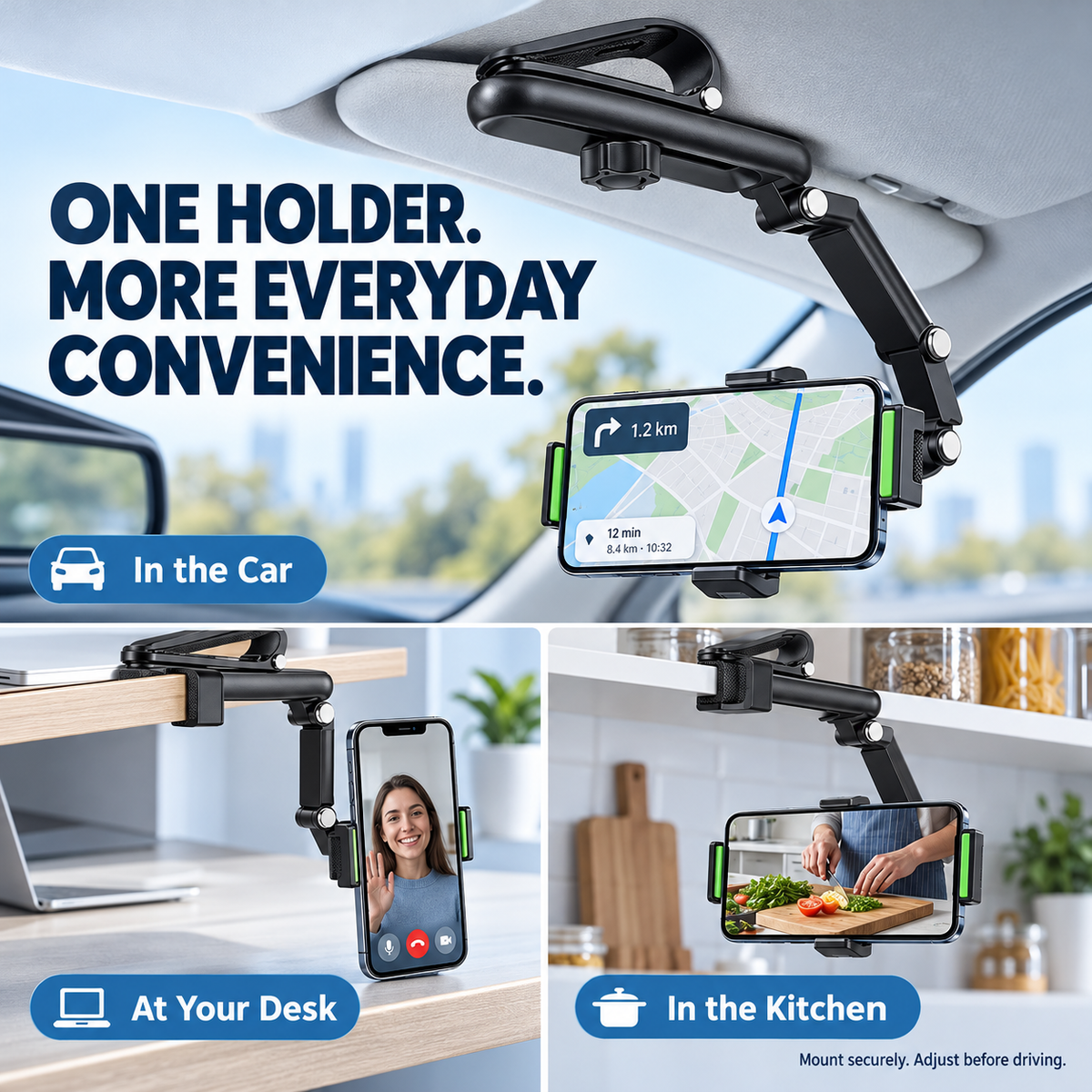 📱1080° Adjustable Car Sun Visor Phone Holder