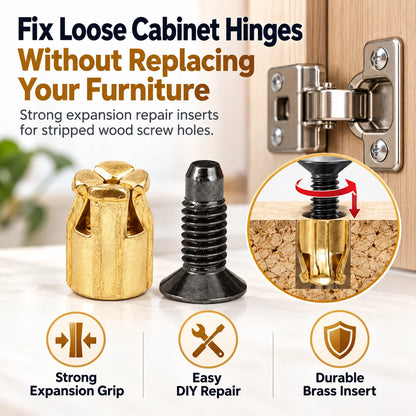 🔩 20pcs-Cabinet Hinge Repair Inserts – Strong Expansion Nuts For Fixing Loose Furniture & Wood Screws