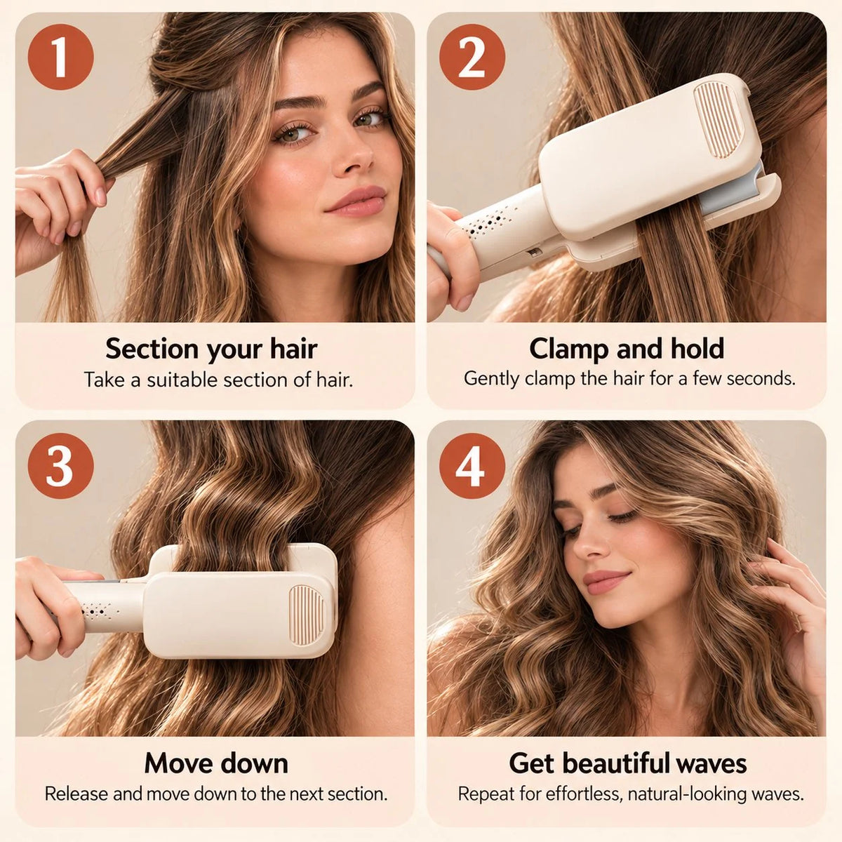 🔥Buy 2 Get 20% OFF🔥⏰32MM Wavy Hair Curler – Big Bouncy Curls, 4 Adjustable Heat Settings & Negative Ion Care – Salon-Quality Styling at Home 💇‍♀️