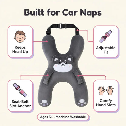 SnoozeBuddy - Kids' Car Seat Animal Pillow