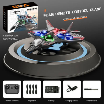 2.4G Remote Control Stunt Fighter Plane, Beginner Friendly RC Drone Aircraft With Headless Mode✈️