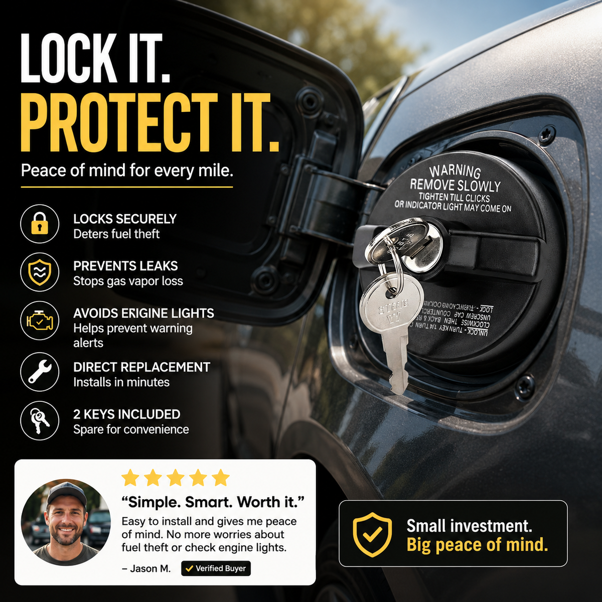 🔒 Locking Fuel Tank Cap – Added Security for Your Vehicle
