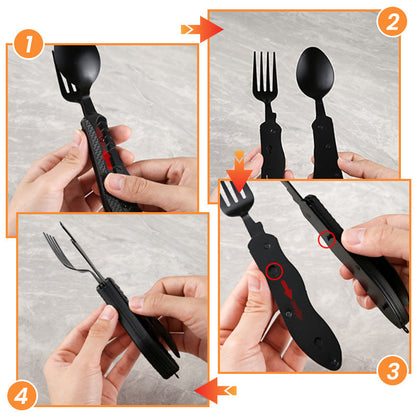 🎉🎉Surprise 50% off！🏕️Must-have for outdoor trips 🍴🥄4-In-1 Outdoor Folding Multifunctional Tableware