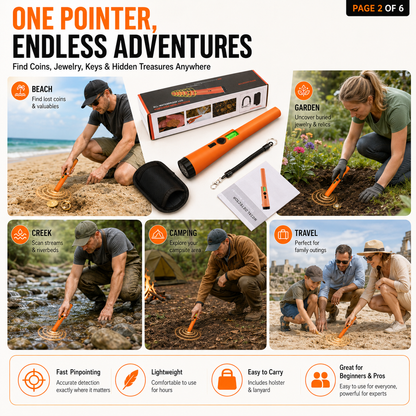 🔍 Handheld Waterproof Metal Detector Pinpointer - 360° Side Scan Gold Digger 🪙