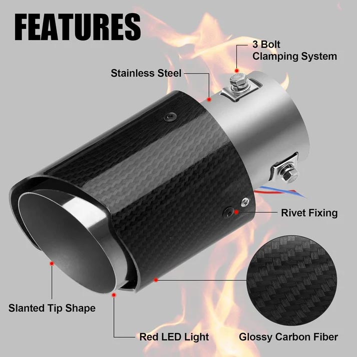 🔵 Universal LED Carbon Fiber Exhaust Pipe Light for Cars