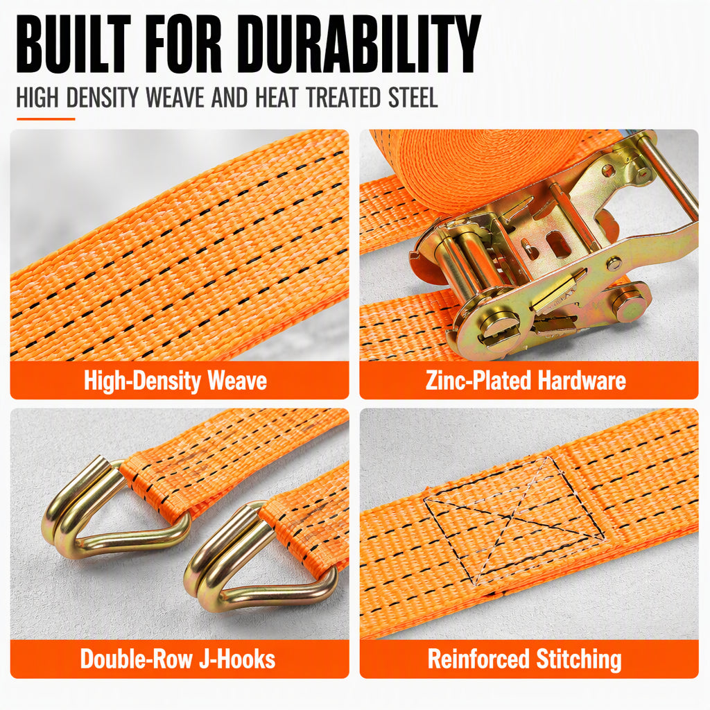 🚚💪 Heavy-Duty Ratchet Cargo Strap – Secure Double-Hook Tie Down for Cars, Trucks & Trailers