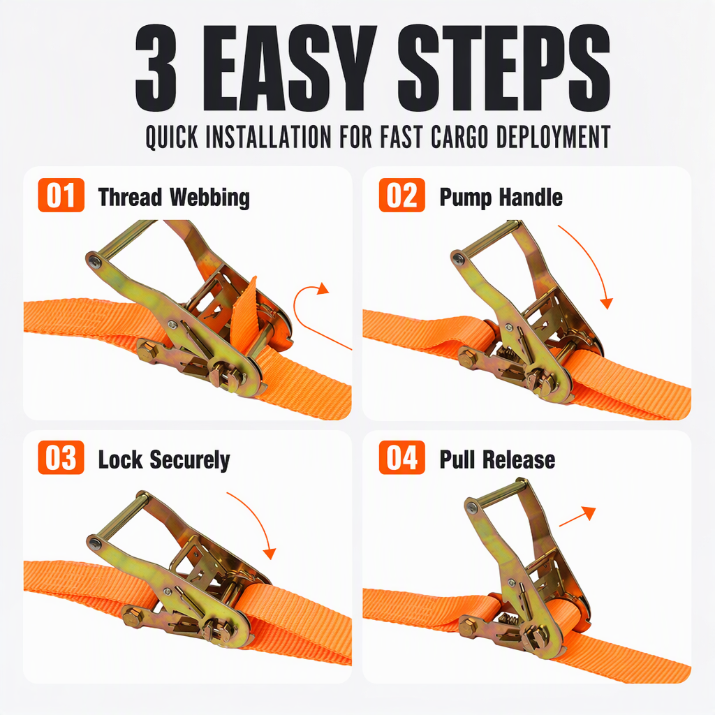 🚚💪 Heavy-Duty Ratchet Cargo Strap – Secure Double-Hook Tie Down for Cars, Trucks & Trailers