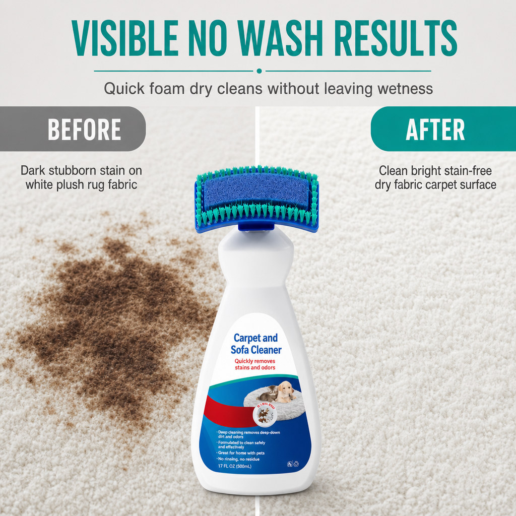 🧼 Waterless Fabric & Carpet Cleaner – Easy Spray & Wipe Cleaning for Sofas, Upholstery & Carpets