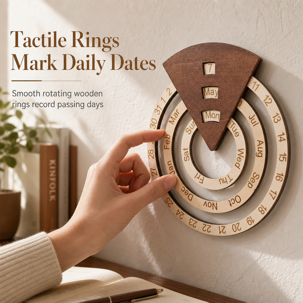 📢📢40% OFF !! ⏰Circular Wooden Rotating Perpetual Calendar Wall Hanging Decoration