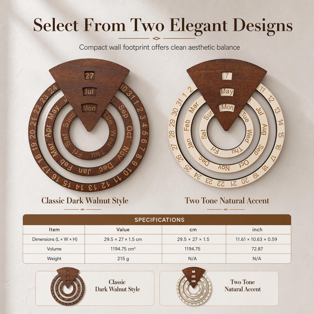 📢📢40% OFF !! ⏰Circular Wooden Rotating Perpetual Calendar Wall Hanging Decoration