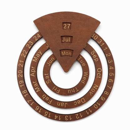 📢📢40% OFF !! ⏰Circular Wooden Rotating Perpetual Calendar Wall Hanging Decoration