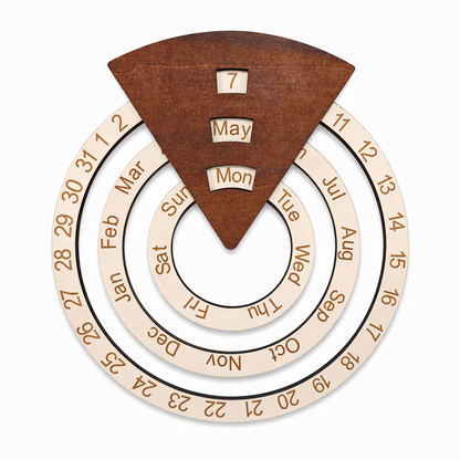 📢📢40% OFF !! ⏰Circular Wooden Rotating Perpetual Calendar Wall Hanging Decoration