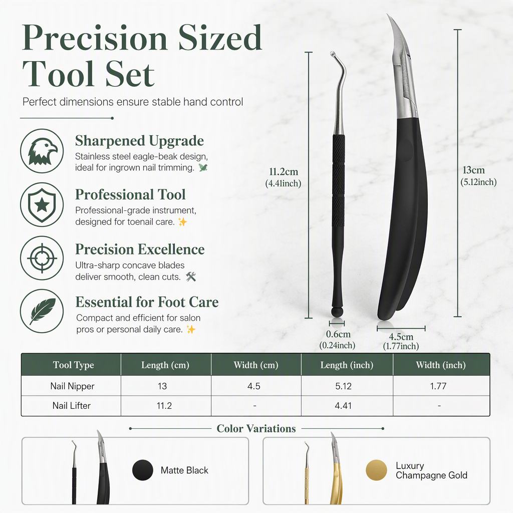 📢50% OFF !! ⏰Stainless Steel Ingrown Toenail Clipper and Dead Skin Nipper 2 Piece Manicure Set