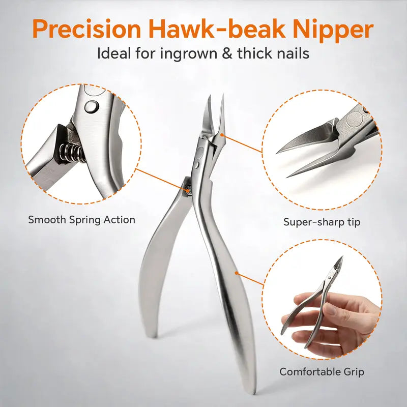📢50% OFF !! ⏰Stainless Steel Ingrown Toenail Clipper and Dead Skin Nipper 2 Piece Manicure Set