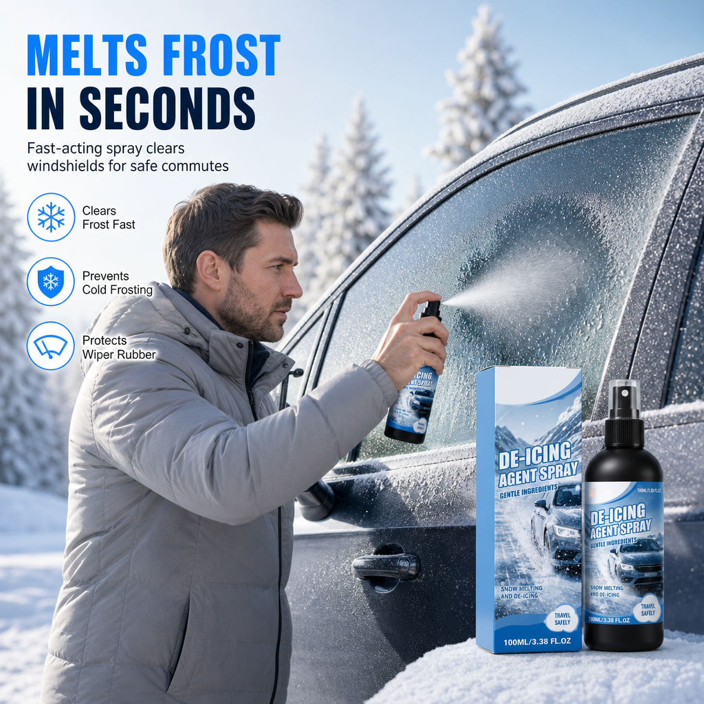 ❄️ Windshield De-Icer Spray – Fast Frost Remover for Winter Driving
