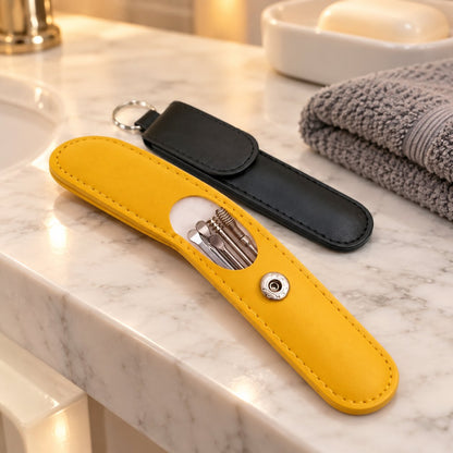 Set curățare urechi din inox – 6 instrumente, cu etui