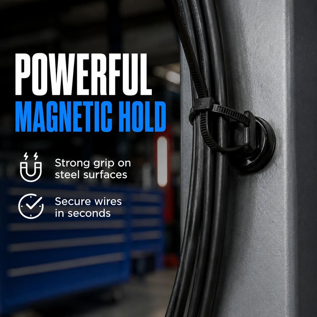 Heavy-Duty Magnetic Cable Tie Mounts – 10 Pack